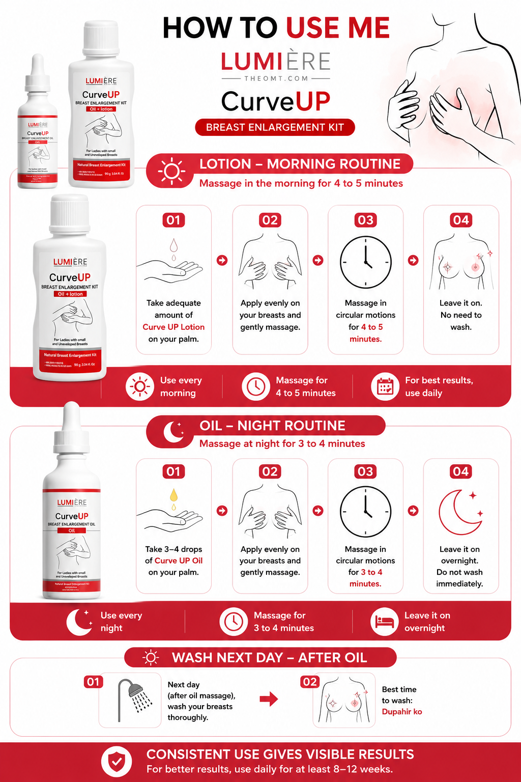 Curve Up Kit – Breast Enlargement Kit + Free Intimate Brightening Serum