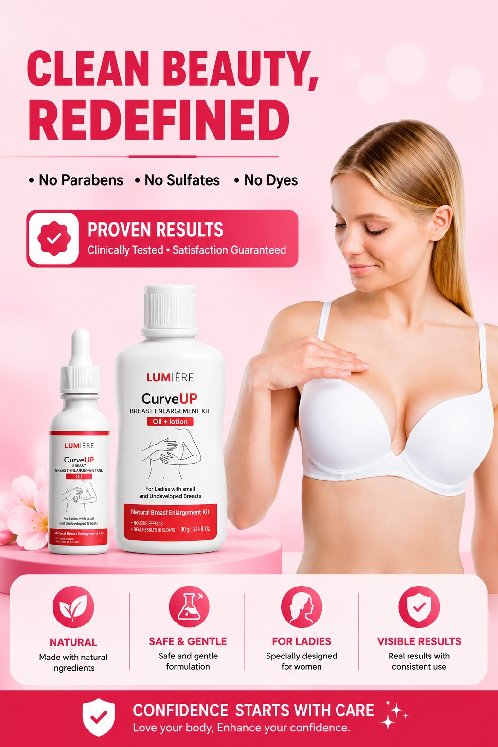 Curve Up Kit – Breast Enlargement Kit + Free Intimate Brightening Serum