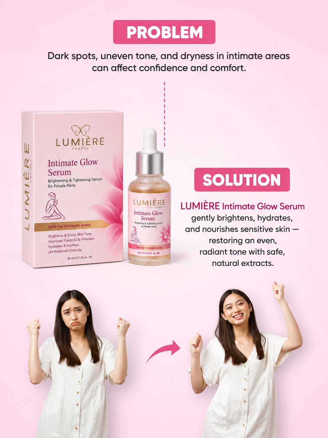Lumière Intimate Glow Serum – Brightening & Skin Tone Care for Delicate Areas | Smooth & Even Look in 7 Days