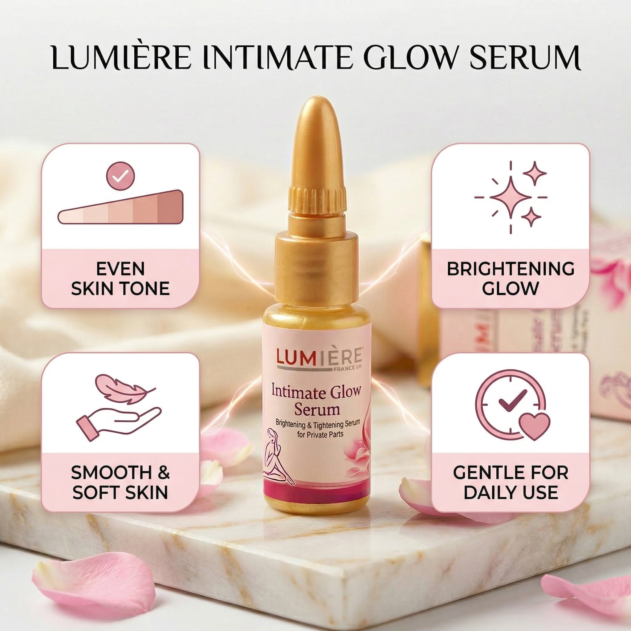 Lumière Intimate Glow Serum – Brightening & Skin Tone Care for Delicate Areas | Smooth & Even Look in 7 Days